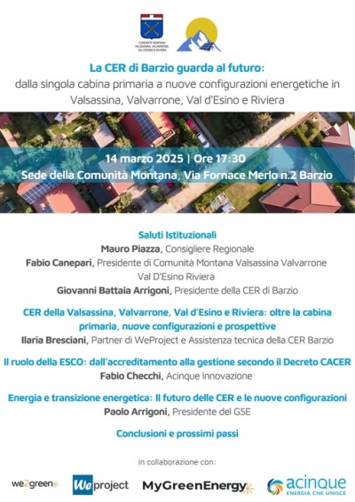 LA CER DI BARZIO CRESCE E GUARDA AL FUTURO “UN MODELLO SOSTENIBILE PER L’INTERA VALSASSINA”. IL 14 MARZO UN INCONTRO IN COMUNITA&#039; MONTANA