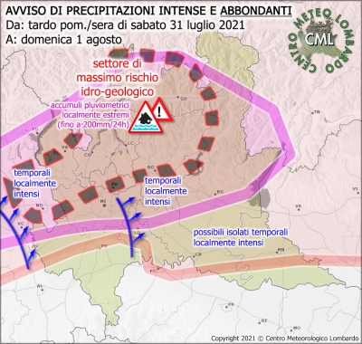 Allarme piogge dal Centro Meteorologico Lombardo