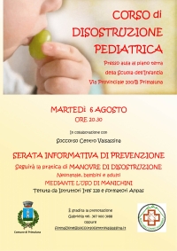 IL 6 AGOSTO A PRIMALUNA CORSO DI DISOSTRUZIONE PEDIATRICA