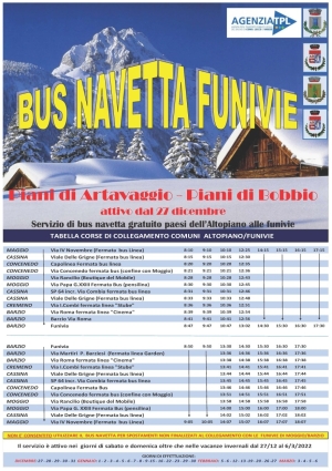 BUS NAVETTA PER I PIANI DI BOBBIO