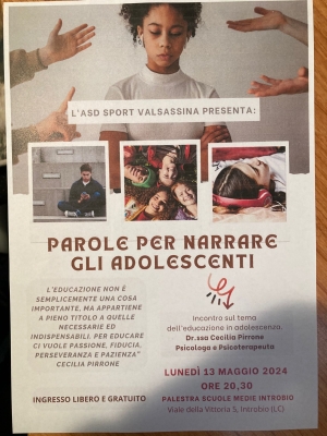 &quot;PAROLE PER NARRARE GLI ADOLESCENTI&quot;: ORGANIZZA L&#039;ASD SPORT VALSASSINA A INTROBIO