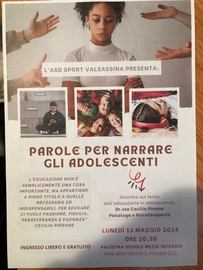 &quot;PAROLE PER NARRARE GLI ADOLESCENTI&quot;: ORGANIZZA L&#039;ASD SPORT VALSASSINA A INTROBIO