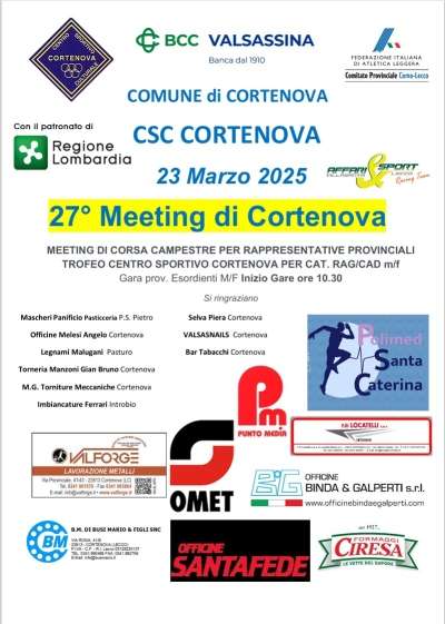 DOMENICA 23 MARZO LA 27^ EDIZIONE DEL MEETING DI CAMPESTRE A CORTENOVA