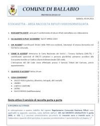 OGGI APRE LA CASETTA ECOLOGICA A BALLABIO. PER ORA A DISPOSIZIONE SOLO DEI NON RESIDENTI