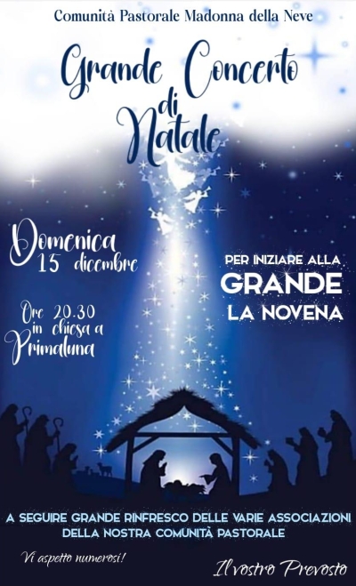 INIZIA LA NOVENA NATALIZIA: DOMENICA SERA GRAN CONCERTO A PRIMALUNA